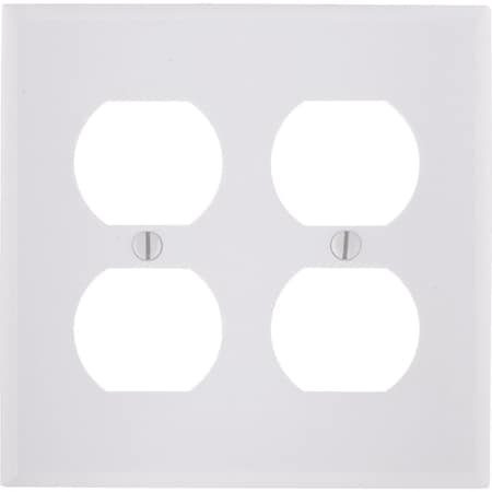 Leviton 2-Gang Smooth Plastic Outlet Wall Plate, White 001-88016